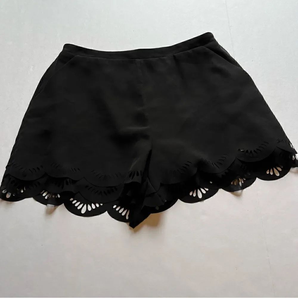 Lauren Conrad Women's Black Shorts Size Small Cute cut out scalloped hem